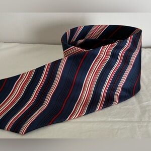 Vintage YSL Men’s Blue/Red Stripe Silk Necktie Foley’s Store Label; 4” x 56”